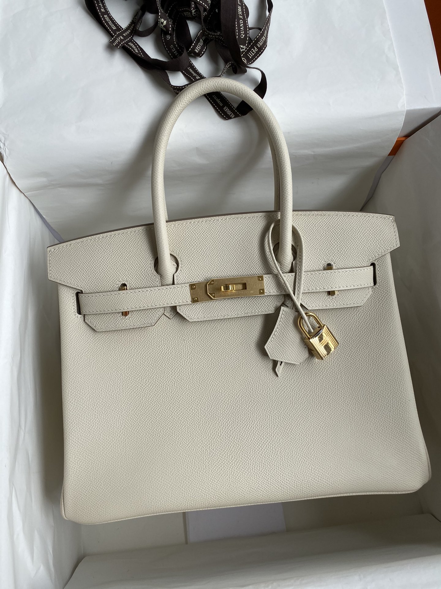 Hermes Birkin 35CM Epsom Leather Handbag Cream White